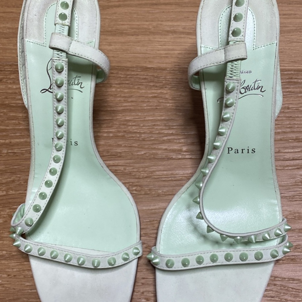 Christian Louboutin Green Suede Rosa Condorapik 85 Spiked Sandals